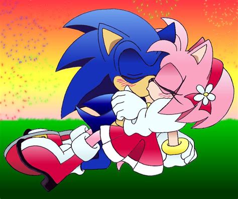 sonic besa a amy|kiss of amy and sonic anime.